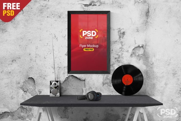 Flyer Poster Frame Mockup Free PSD
