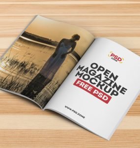 Open Magazine Mockup Free PSD