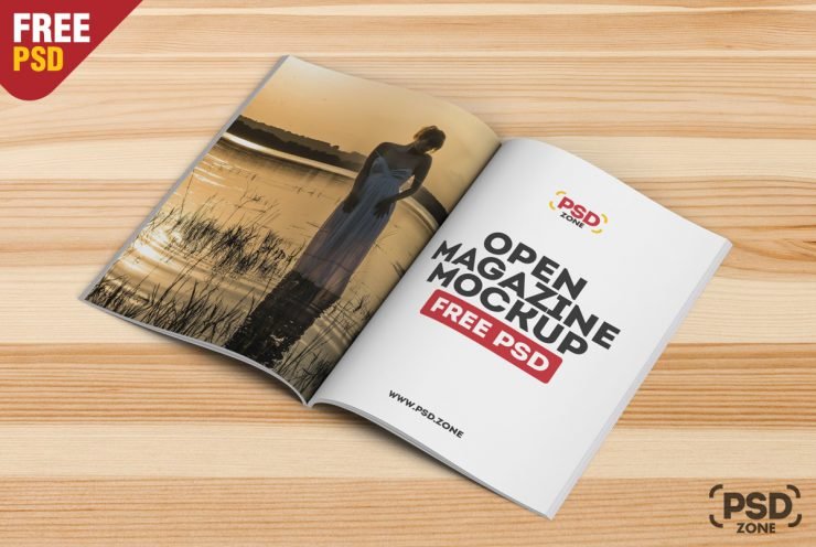 Open Magazine Mockup Free PSD