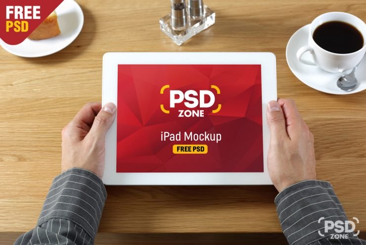 iPad in Hand Mockup Free PSD