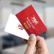 Hand holding Business Card Mockup Free PSD