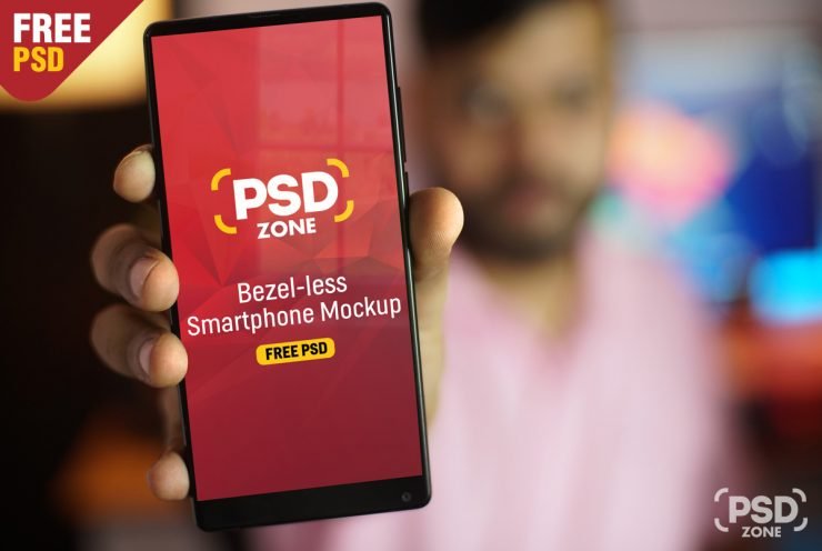 Bezel-less Smartphone Mockup PSD