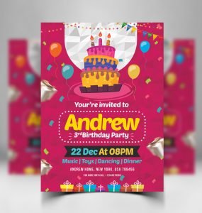 Birthday Invitation Card Design Free PSD