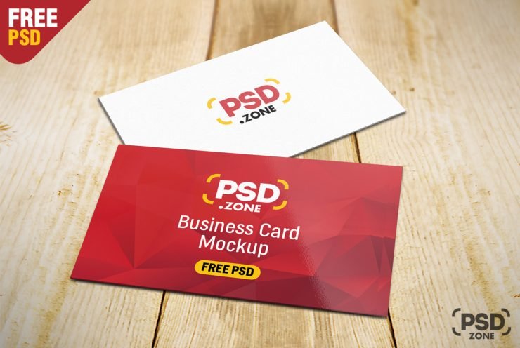 Business Card on Table Mockup PSD