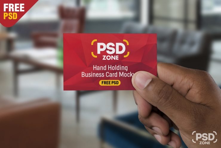 Hand Holding Business Card Mockup PSD