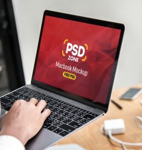 Girl Working on Macbook Pro Mockup