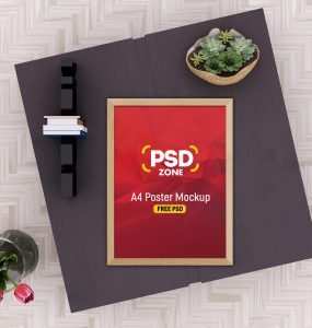 A4 Poster Frame Mockup PSD