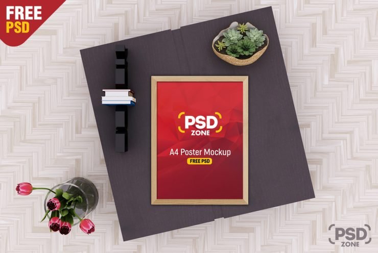 A4 Poster Frame Mockup PSD
