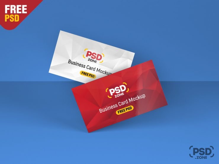 Floating Business Card Mockup PSD