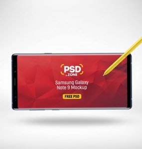 Galaxy Note 9 with S-pen Mockup PSD