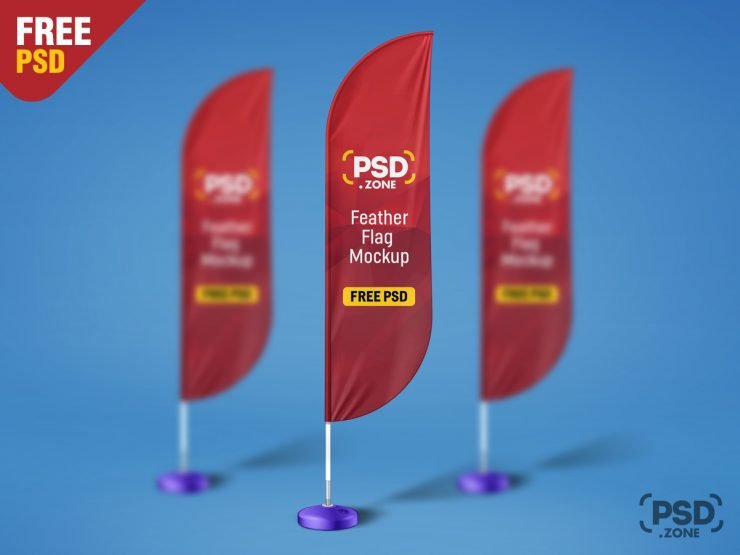 Feather Flag Mockup Free PSD