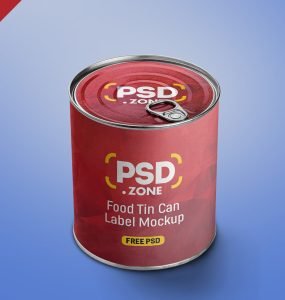 Food Tin Can Label PSD Mockup