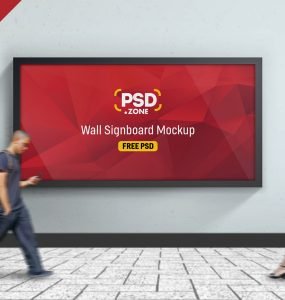 Road Side Wall Signboard Mockup Free PSD