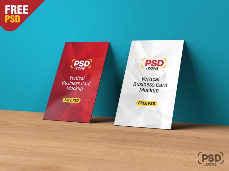 Vertical Business Card Mockup PSD