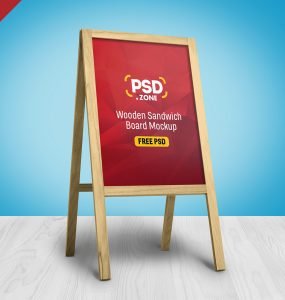 Wooden Sandwich Board Mockup PSD