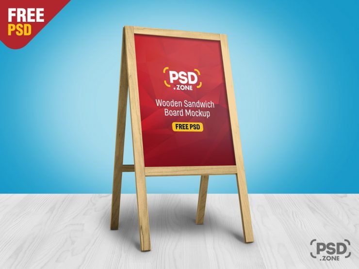 Wooden Sandwich Board Mockup PSD