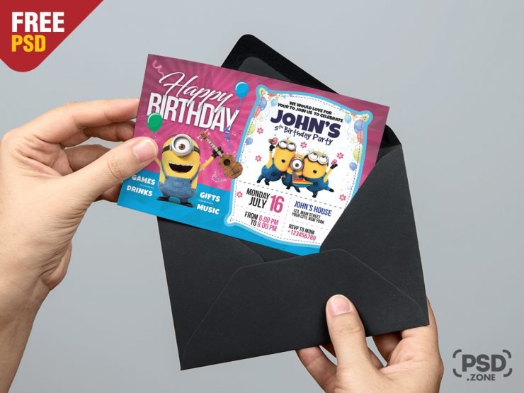 Birthday Invitation Card Template PSD