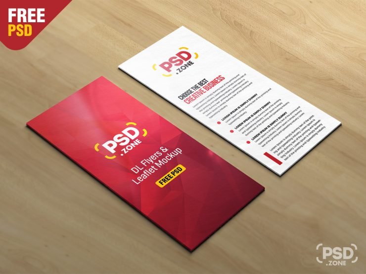 DL Flyers and Leaflet Mockup PSD