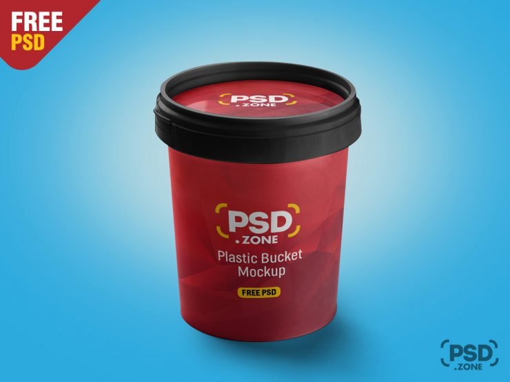 Plastic Bucket Mockup Free PSD