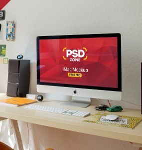 iMac Workstation Mockup Free PSD