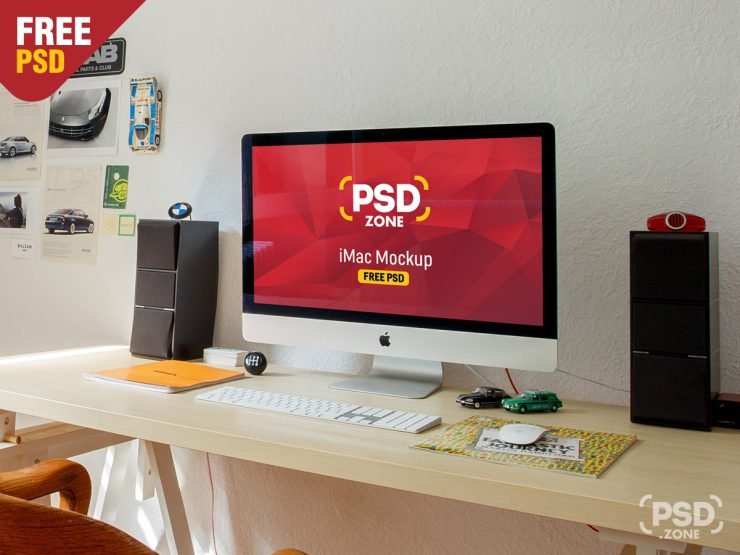 iMac Workstation Mockup Free PSD
