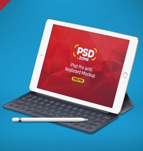 iPad Pro with Keyboard Mockup PSD