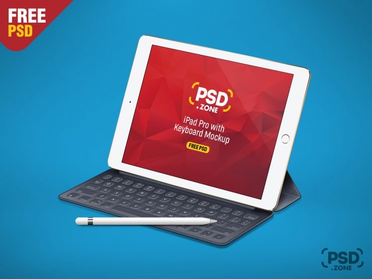 iPad Pro with Keyboard Mockup PSD