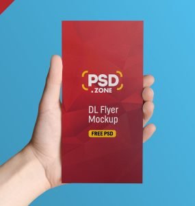 Hand holding DL Size Flyer Mockup