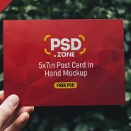 Post Card in Hand Mockup PSD