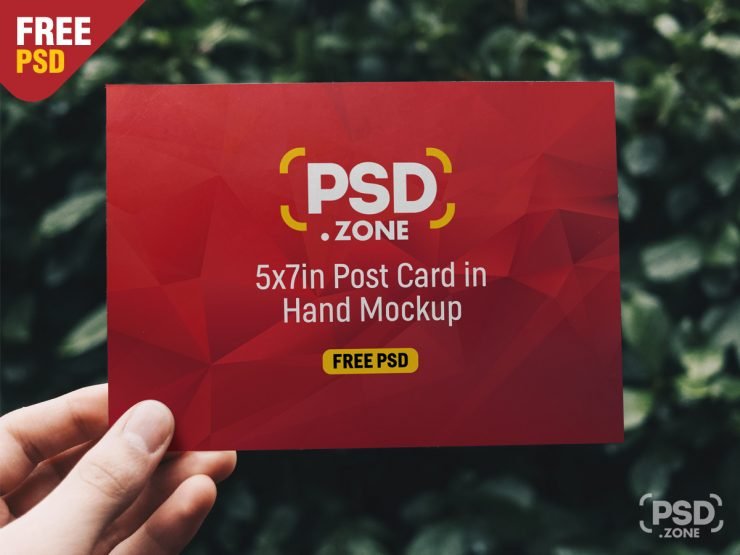 Post Card in Hand Mockup PSD
