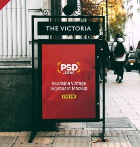 Roadside Vintage Signboard Mockup