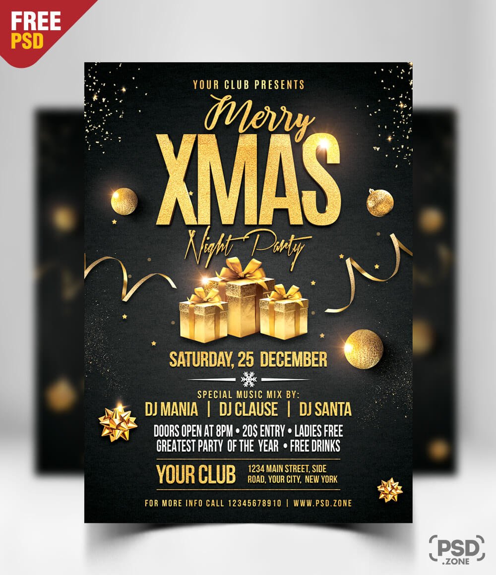 Christmas Party Flyer PSD Template