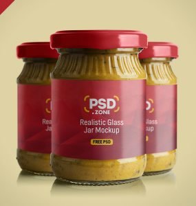 Realistic Glass Jar Mockup PSD
