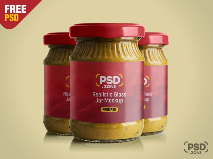 Realistic Glass Jar Mockup PSD