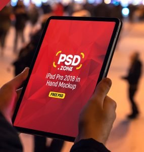 iPad Pro 2018 in Hand Mockup Free PSD