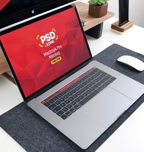 PSD MacBook Pro on Desk Mockup