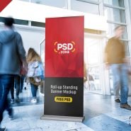 Roll-Up Standing Banner Mockup PSD