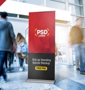 Roll-Up Standing Banner Mockup PSD