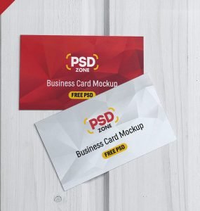 Top View Business Card Mockup PSD