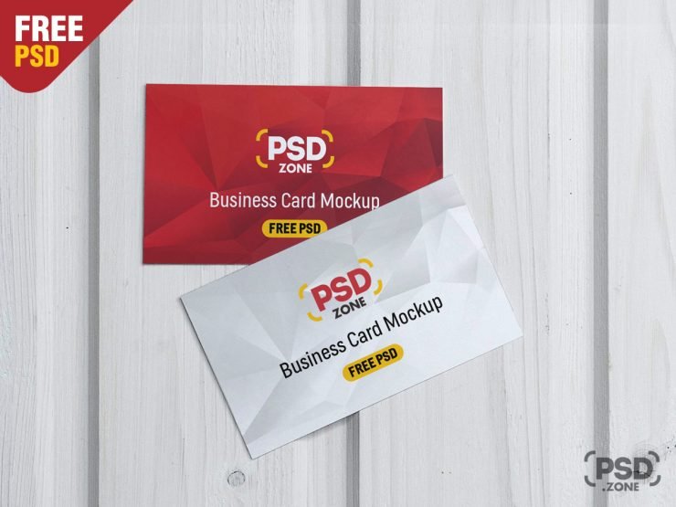 Top View Business Card Mockup PSD