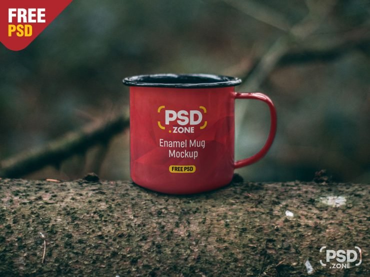 Enamel Mug Mockup Free PSD