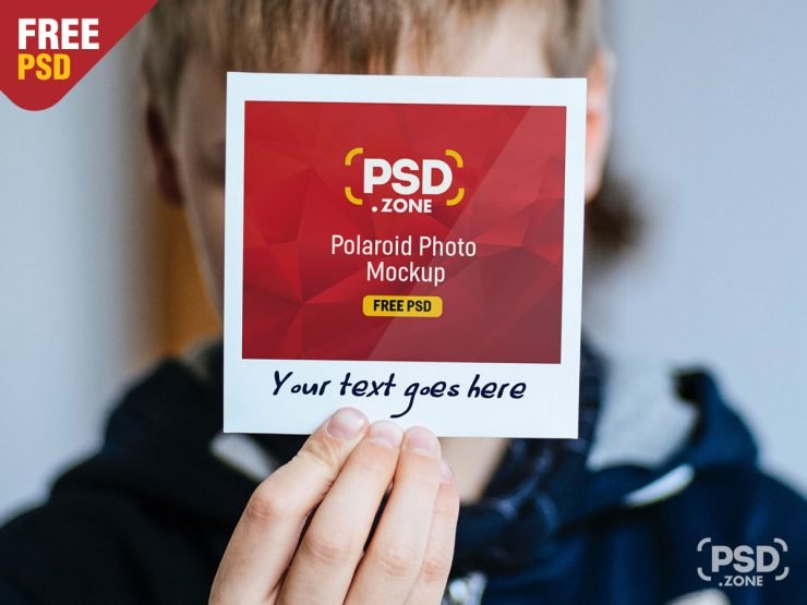 Hand Holding Polaroid Photo Mockup