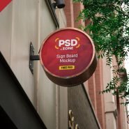 Round Wall Mounted Sign Board Mockup