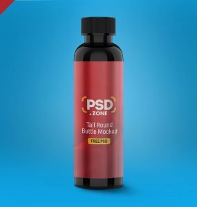 Tall Round Bottle Mockup PSD