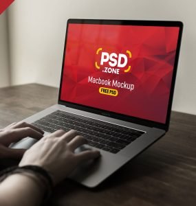 Typing on Apple MacBook Pro Mockup