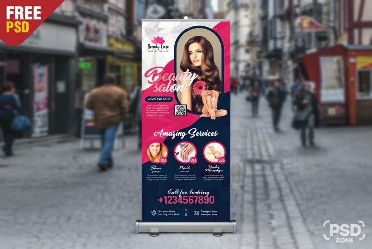 Beauty Salon Roll Up Banner PSD