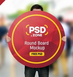 Man Holding Round Board Mockup