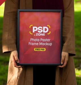Women Holding Photo Poster Frame Mockup