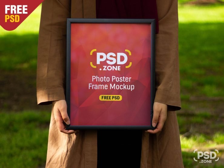 Women Holding Photo Poster Frame Mockup