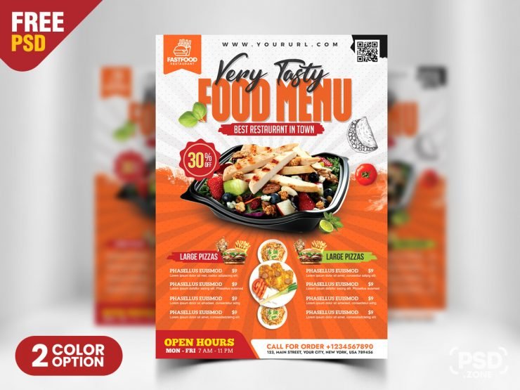 Restaurant Food Menu Flyer PSD